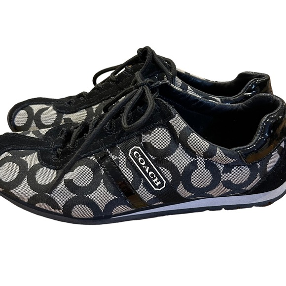 Coach Kathleen Gray Black Logo Sneakers 7.5 - Picture 8 of 9